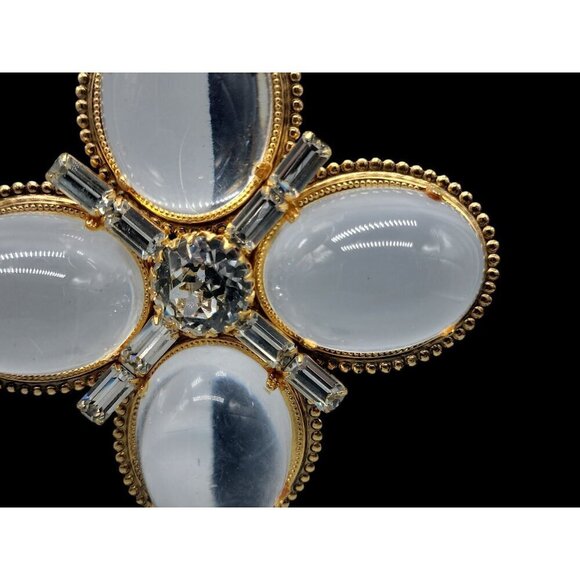 Rare Schreiner Brooch Unsigned Book Piece High Dome Lucite Cross Pendant - Picture 6 of 16